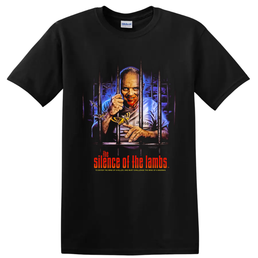 The Silence of the Lambs prisoner behind bars horror poster art on a Black T Shirt