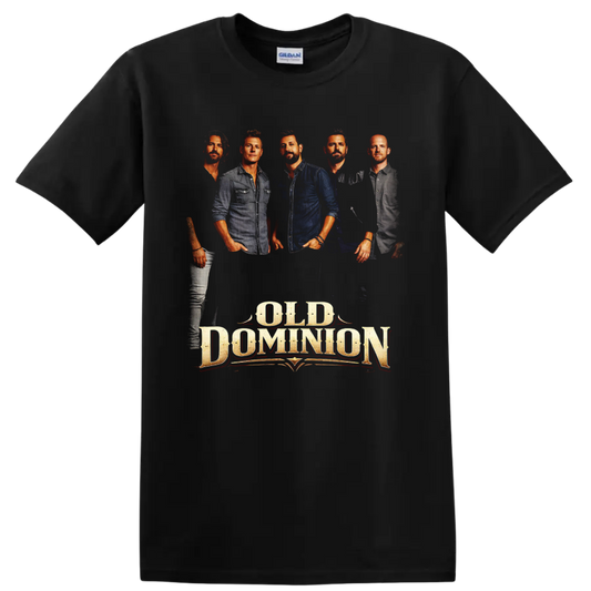 Old Dominion band portraits with distressed western-style Old Dominion wordmark on a Black T Shirt