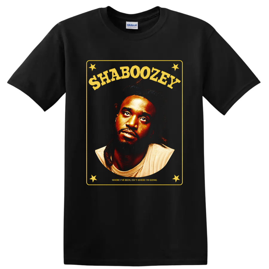 Shaboozey vintage country portrait with stars and Where I've Been quote on a Black T Shirt