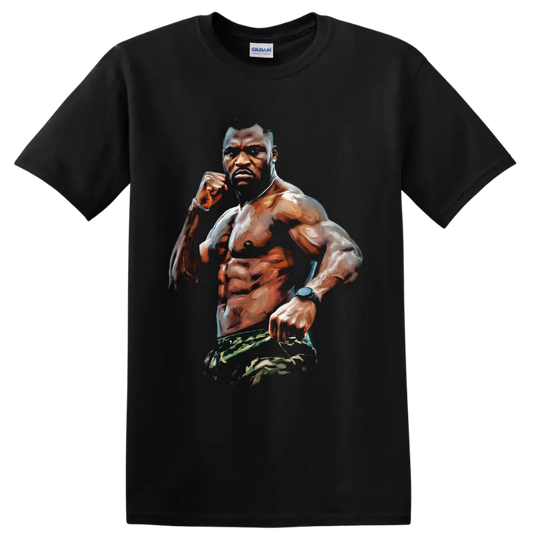 Bobby Green MMA fighter portrait in a raised-fist pose with painterly highlights on a Black T Shirt