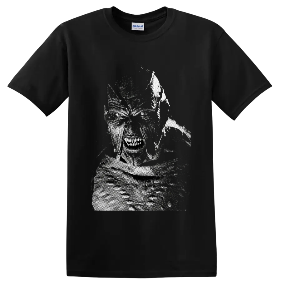 The Creeper from Jeepers Creepers winged monster halftone horror art on a Black T Shirt