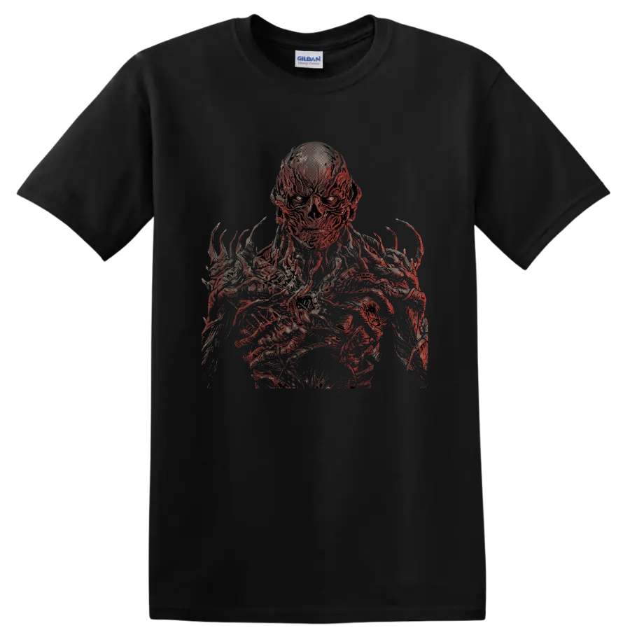 Vecna Stranger Things gothic horror monster graphic print on a Black T Shirt