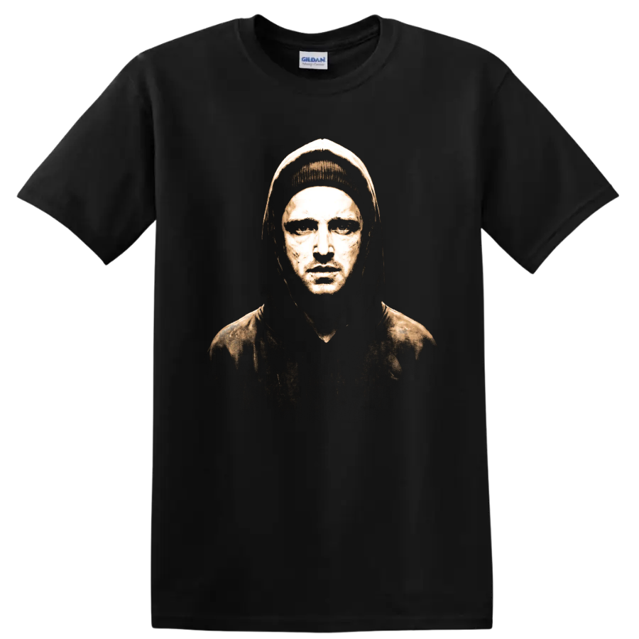 Jesse Pinkman Breaking Bad gritty sepia portrait graphic on a Black T Shirt