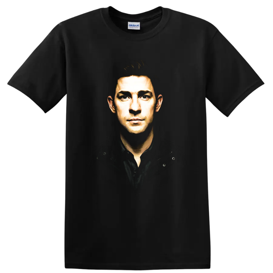 Jim Halpert portrait in a dramatic painterly graphic style on a Black T Shirt