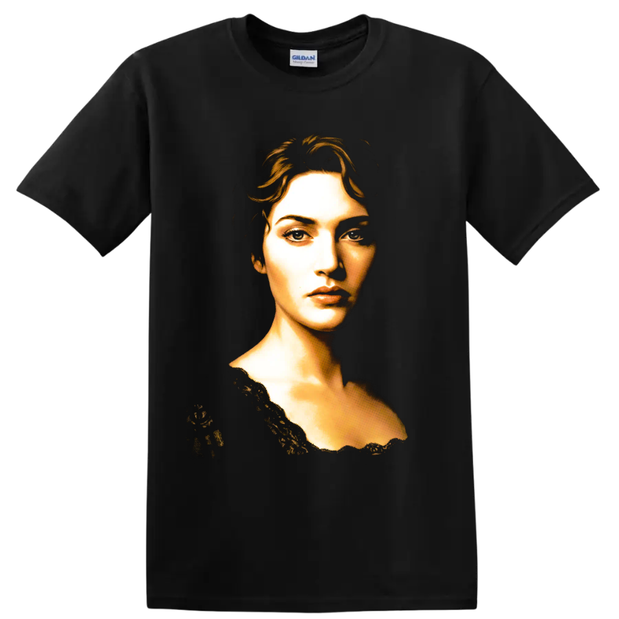 Rose DeWitt Bukater portrait from Titanic in a dramatic vintage style on a Black T Shirt