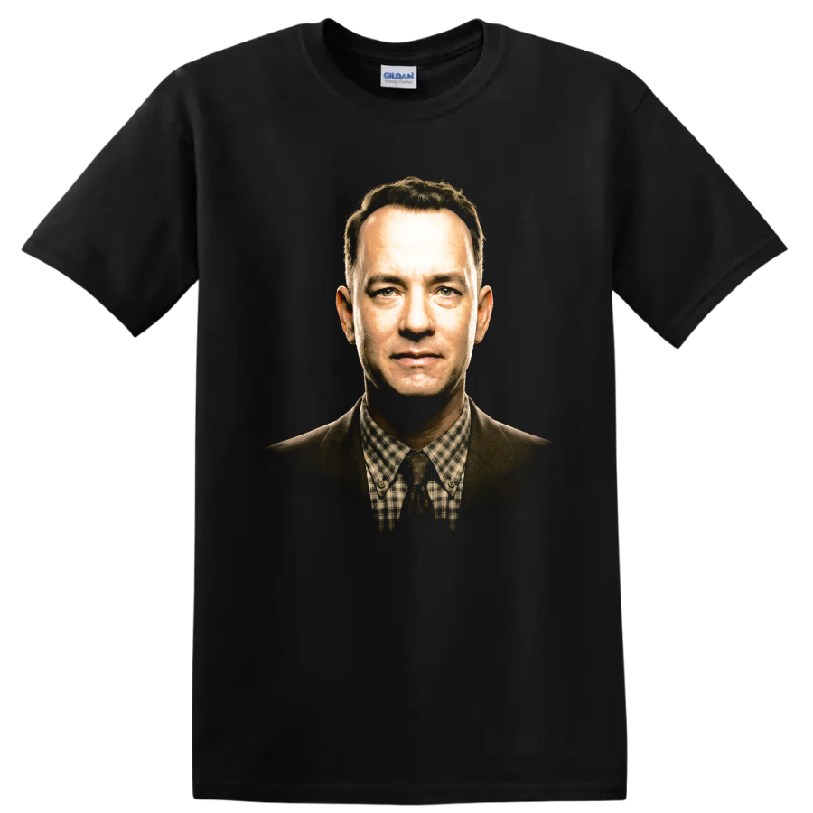 Michael Sullivan portrait from Road to Perdition, cinematic graphic print on a Black T Shirt