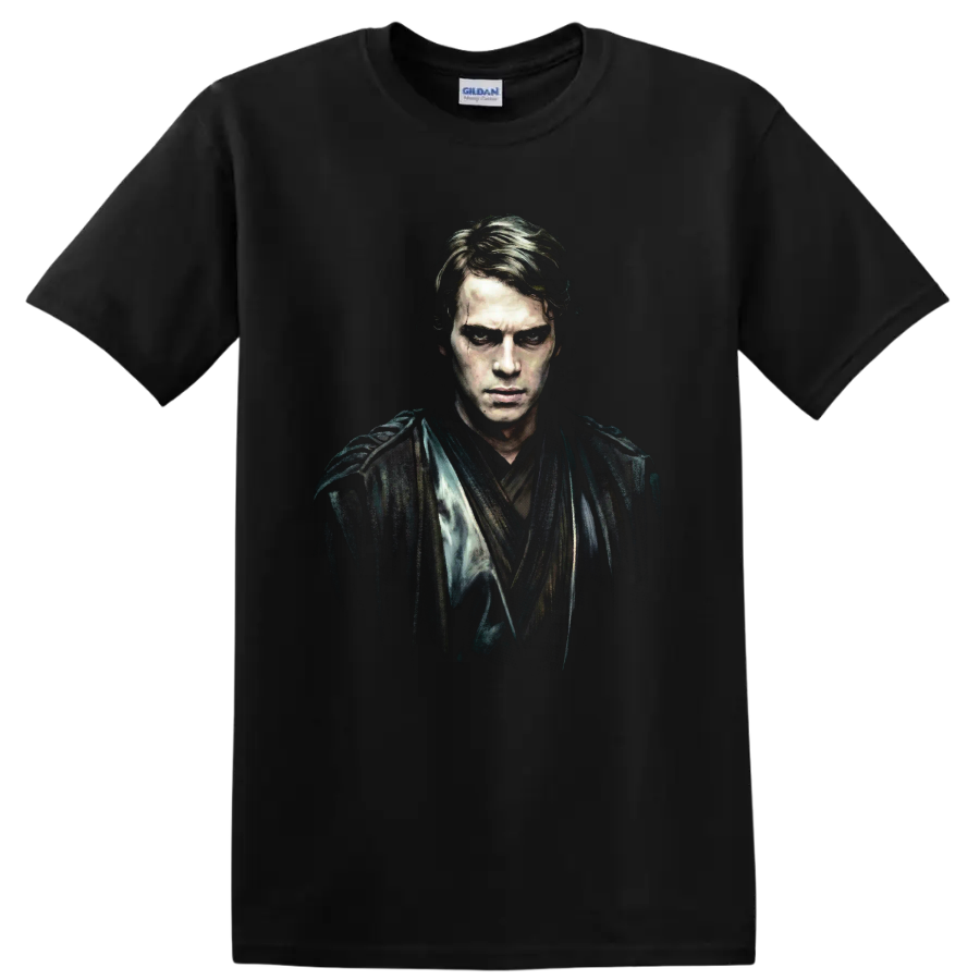 Anakin Skywalker Star Wars dark cinematic portrait art on a Black T Shirt