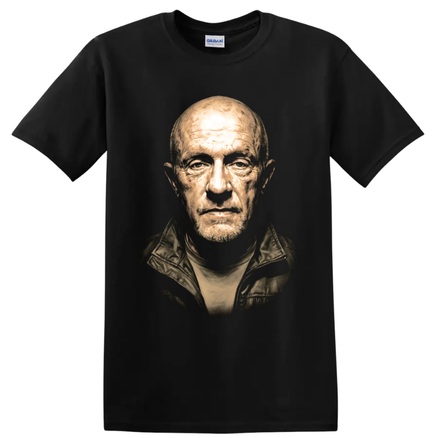 Mike Ehrmantraut sepia-toned portrait graphic print on a Black T Shirt