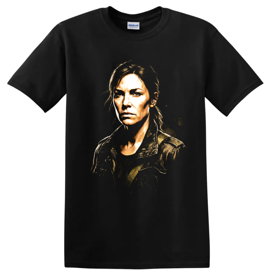 Maggie Greene gritty painterly character portrait from The Walking Dead on a Black T Shirt