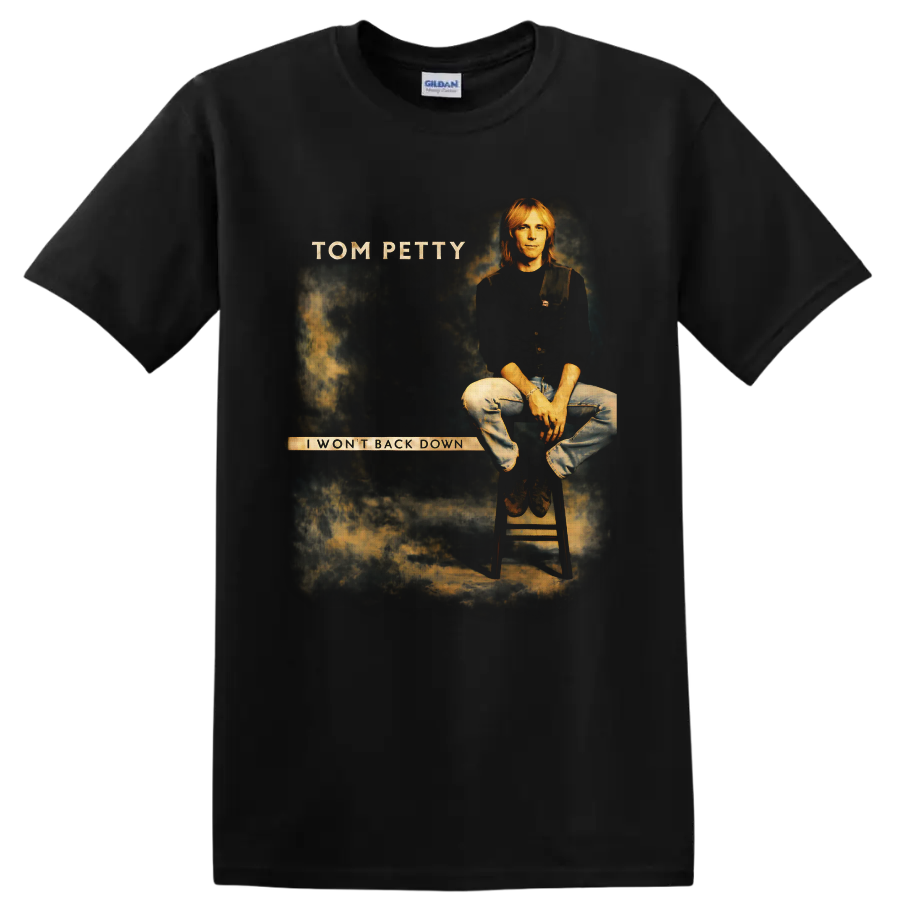 Tom Petty I Won't Back Down vintage rock poster portrait graphic on a Black T Shirt