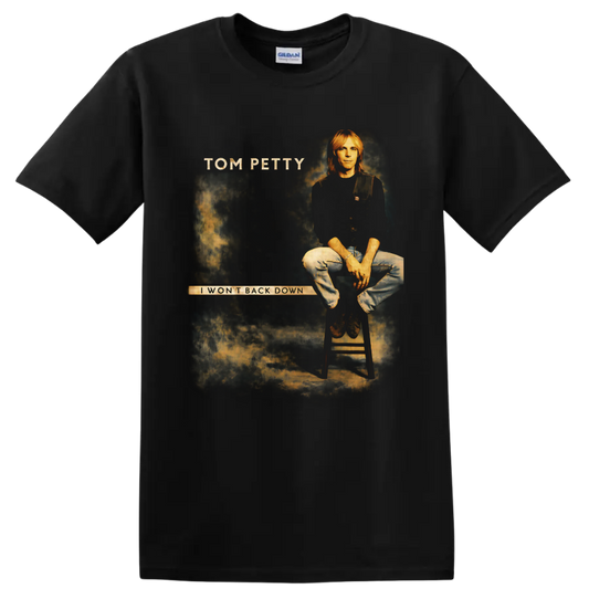 Tom Petty I Won't Back Down vintage rock poster portrait graphic on a Black T Shirt