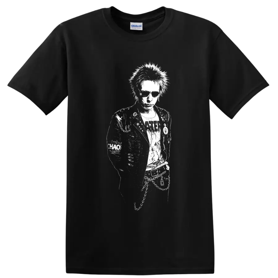 Johnny Rotten Sex Pistols punk rock music graphic on a Black T Shirt