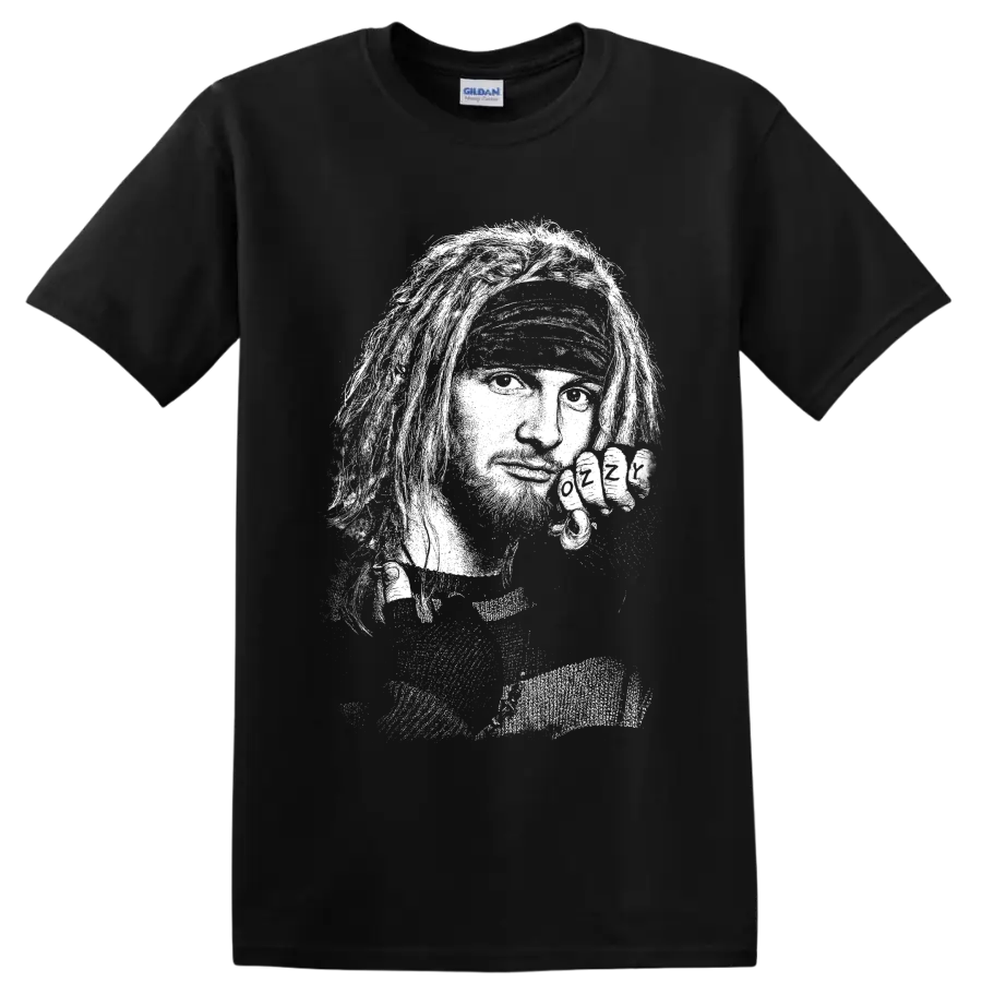 Layne Staley Alice In Chains high-contrast monochrome grunge portrait graphic on a Black T Shirt