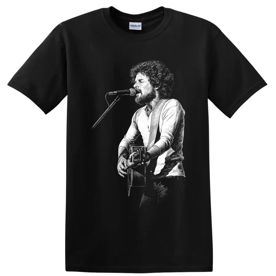 Don Henley Eagles drummer and singer silhouette with drum kit on a Black T Shirt