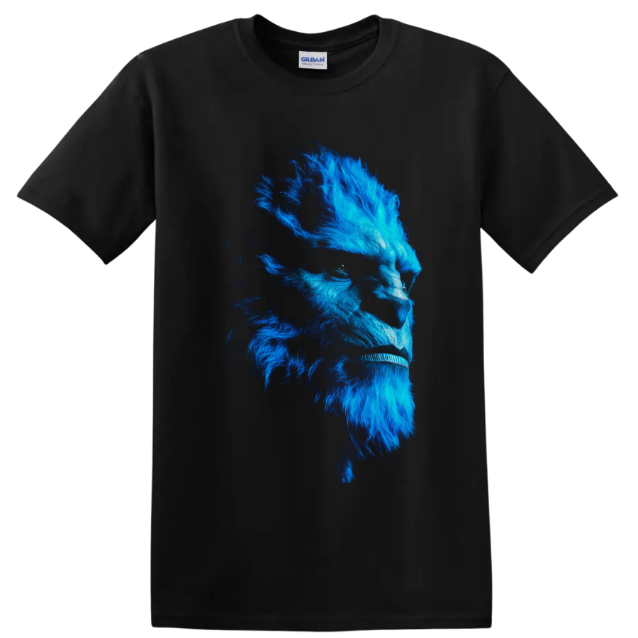 Beast X-Men electric blue mutant side-profile portrait in detailed comic-inspired style on a Black T Shirt