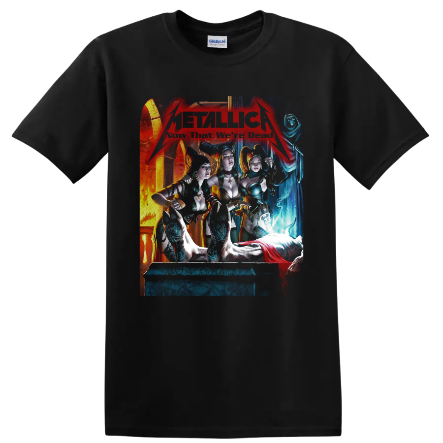 Metallica Kill 'Em All gothic horror artwork with horned women and a hooded skeleton on a Black T Shirt