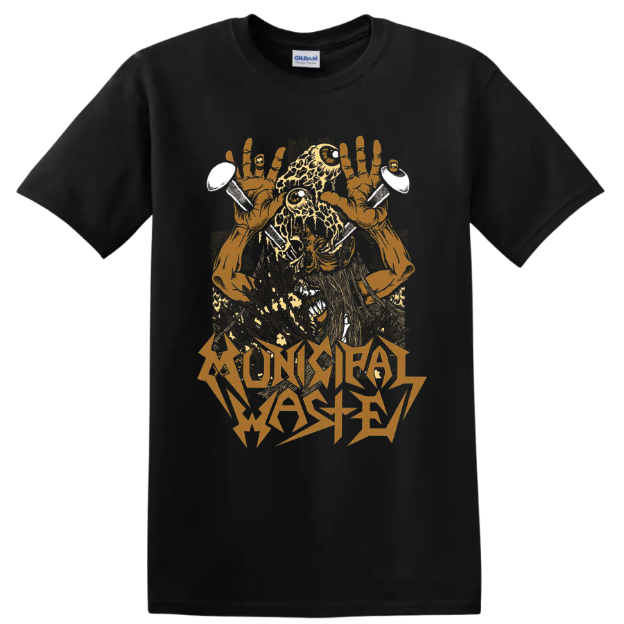 Municipal Waste decayed monster with raised hands, nails, and jagged band lettering on a Black T Shirt