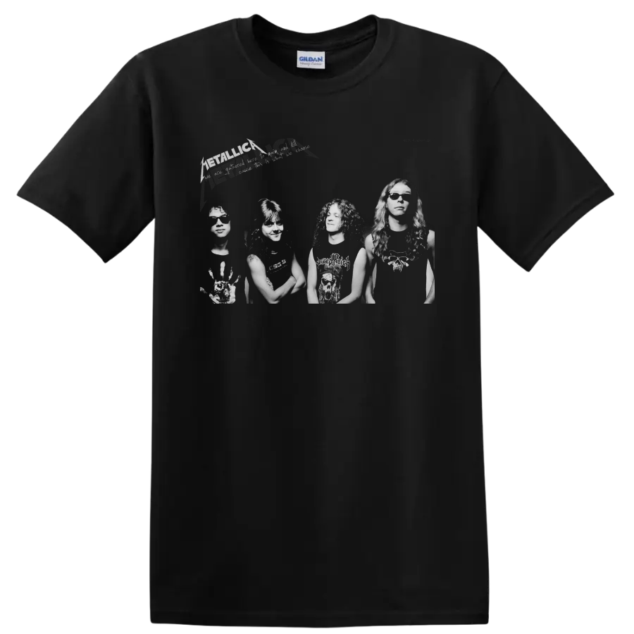 Metallica band photo graphic with Kirk Hammett and lightning-style logo on a Black T Shirt