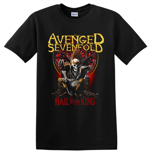 Avenged Sevenfold Hail to the King crowned skeleton gothic graphic print on a Black T Shirt