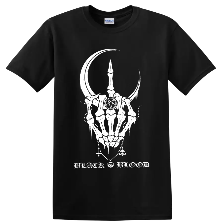 Corrosion of Conformity Black Blood horned skull, pentagram, and crescent gothic graphic on a Black T Shirt