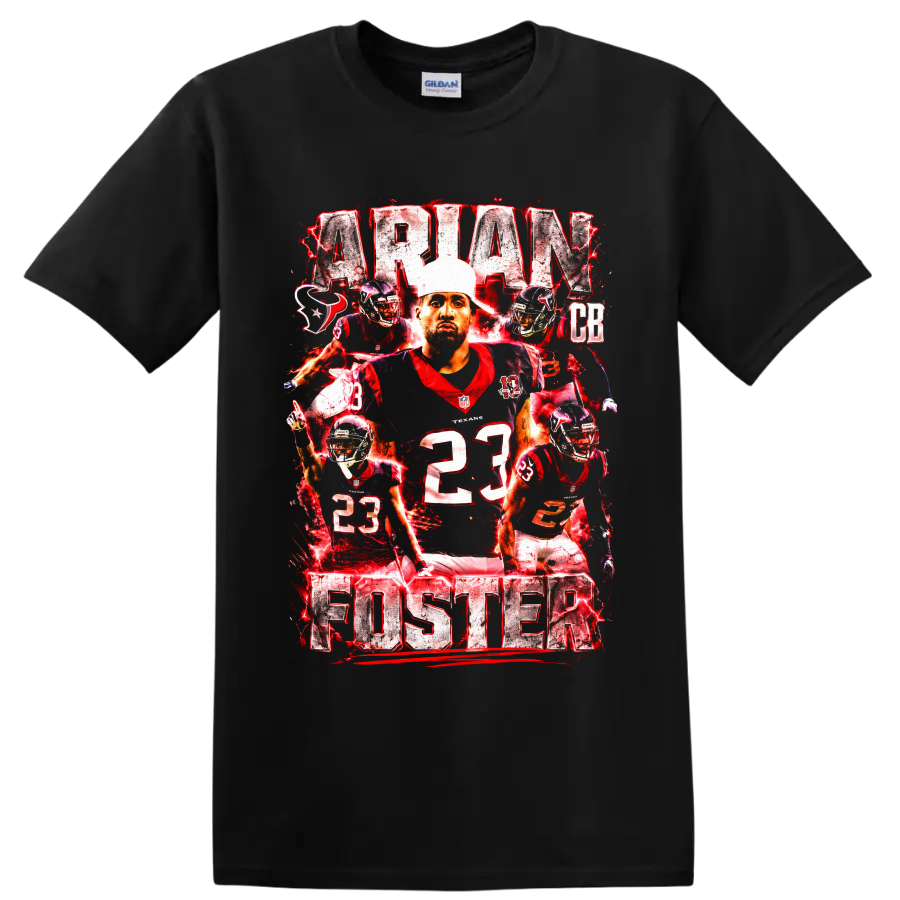 Arian Foster Houston Texans number 23 football collage with distressed ARIAN FOSTER on a Black T Shirt
