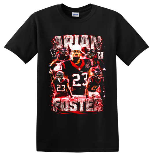 Arian Foster Houston Texans number 23 football collage with distressed ARIAN FOSTER on a Black T Shirt