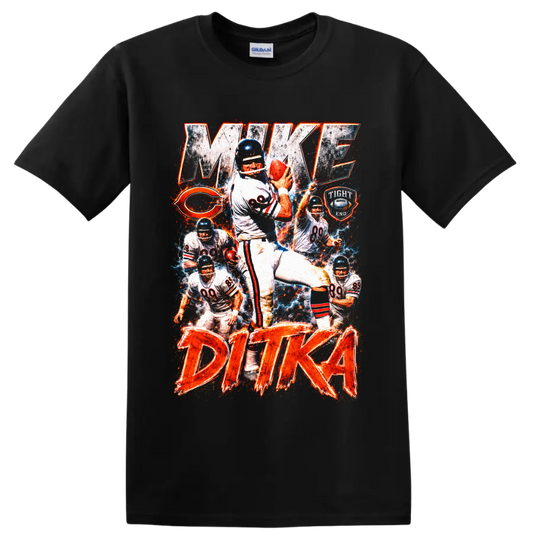 Mike Ditka Chicago Bears number 89 vintage football collage with MAKE DITKA text on a Black T Shirt