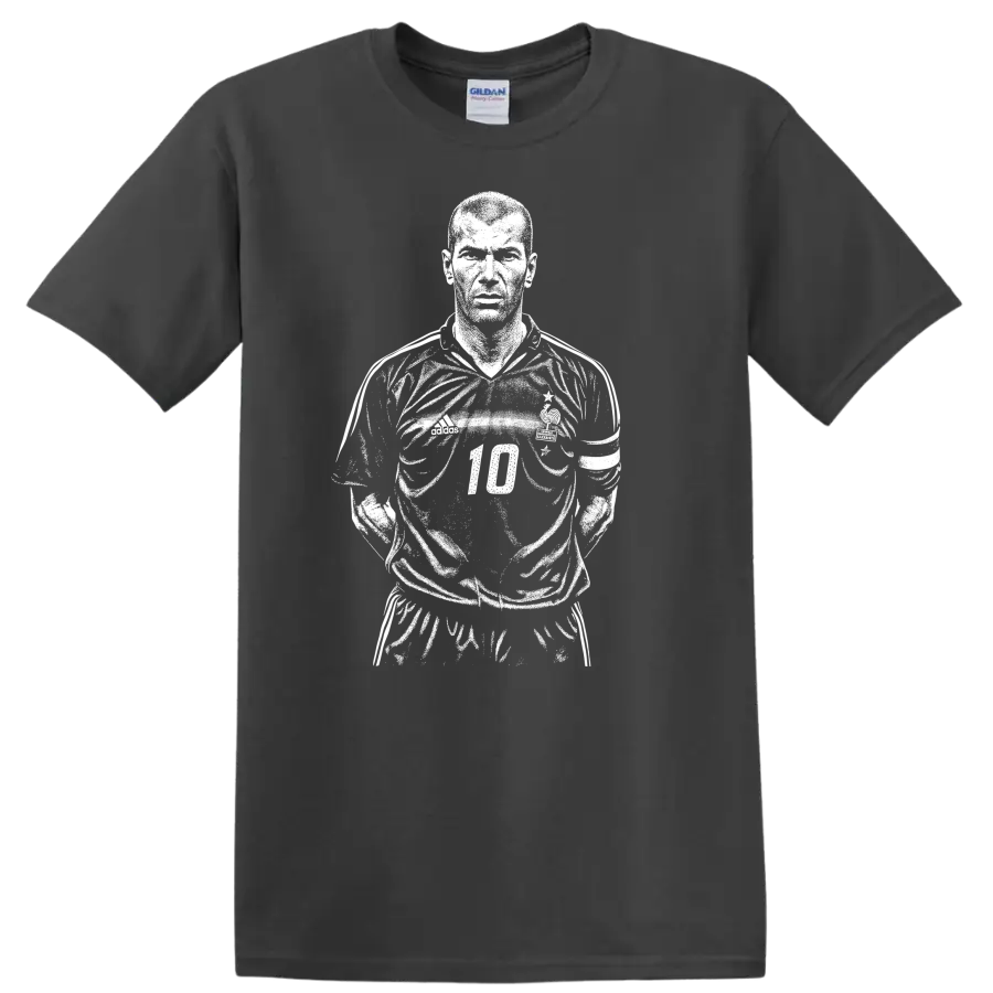 Black and white retro soccer portrait graphic T-shirt inspired by - Charcoal
