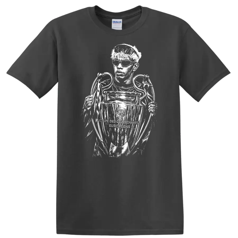 Retro black and white soccer portrait of Lamine Yamal style - Charcoal