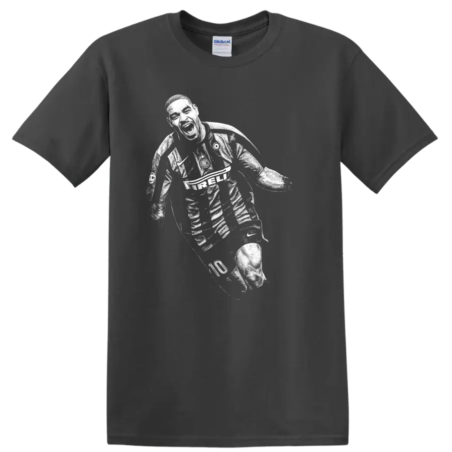 Retro soccer legend portrait of Adriano Leite Ribeiro on a T - Charcoal