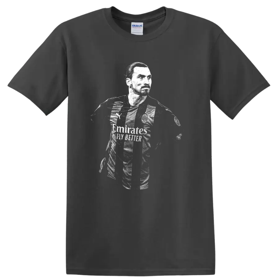 Retro soccer portrait of Zlatan Ibrahimović legend style T - Charcoal