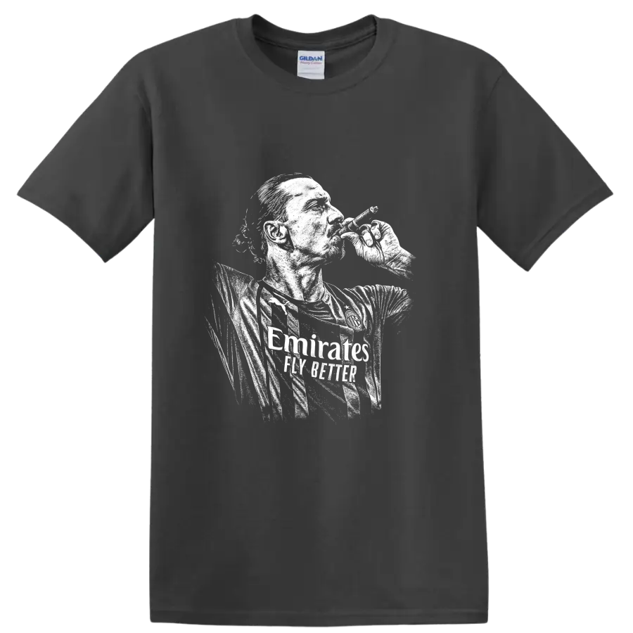 Retro soccer portrait of Zlatan Ibrahimović style graphic T - Charcoal