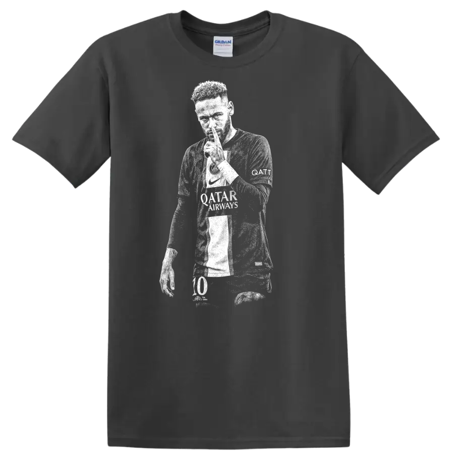 Retro soccer player portrait silhouette design inspired by Neymar Jr. T - Charcoal