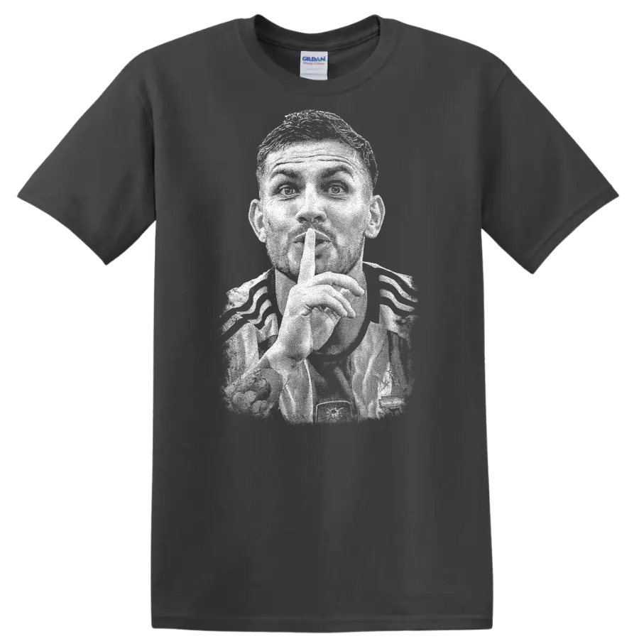 Retro soccer player portrait of Leandro Paredes on T - Charcoal