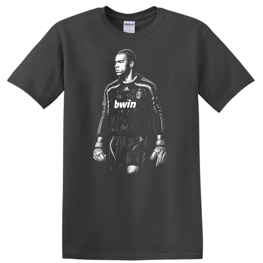 Black and white retro soccer portrait of Nelson de Jesus Silva T - Charcoal