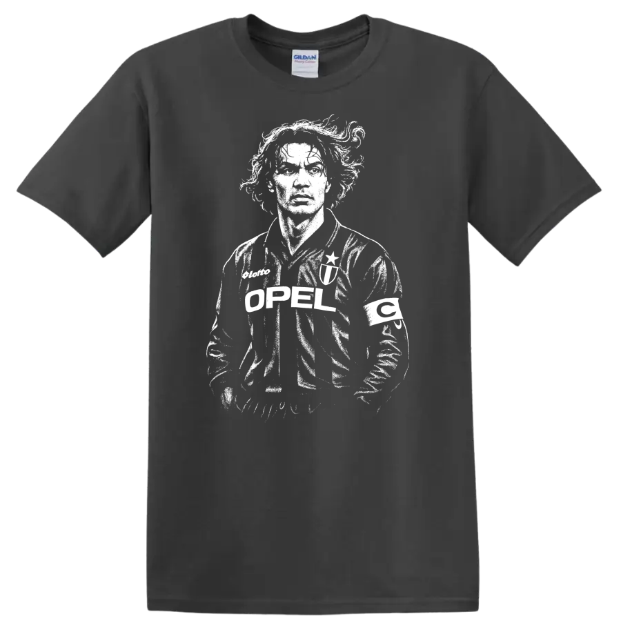 Retro soccer player portrait in vintage legend style T - Charcoal