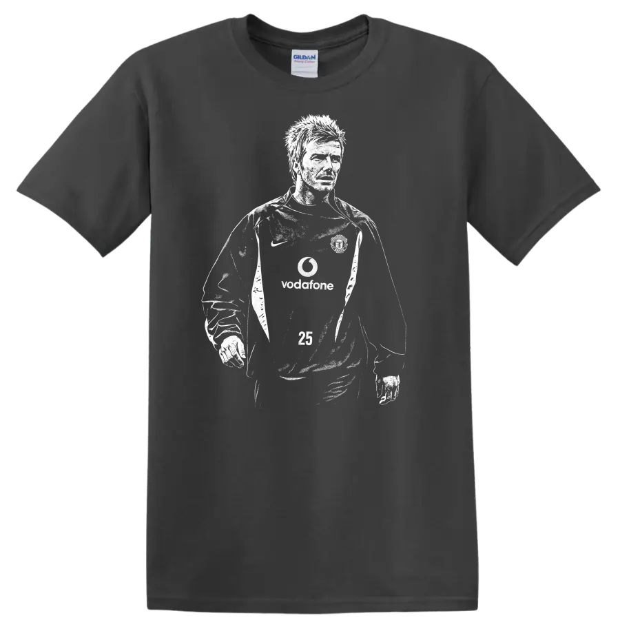 Black and white retro soccer player portrait graphic - Charcoal