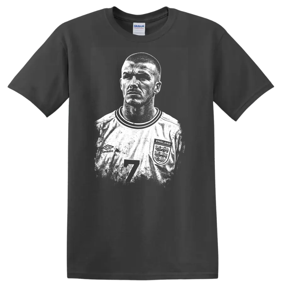 Retro soccer portrait David Beckham legend style T - Charcoal