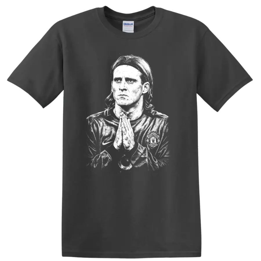 Retro soccer portrait graphic of Diego Forlán legend style on T - Charcoal