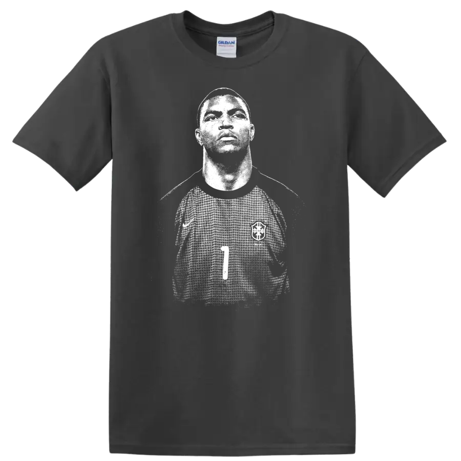 Retro soccer portrait style graphic of Nelson de Jesus Silva - Charcoal