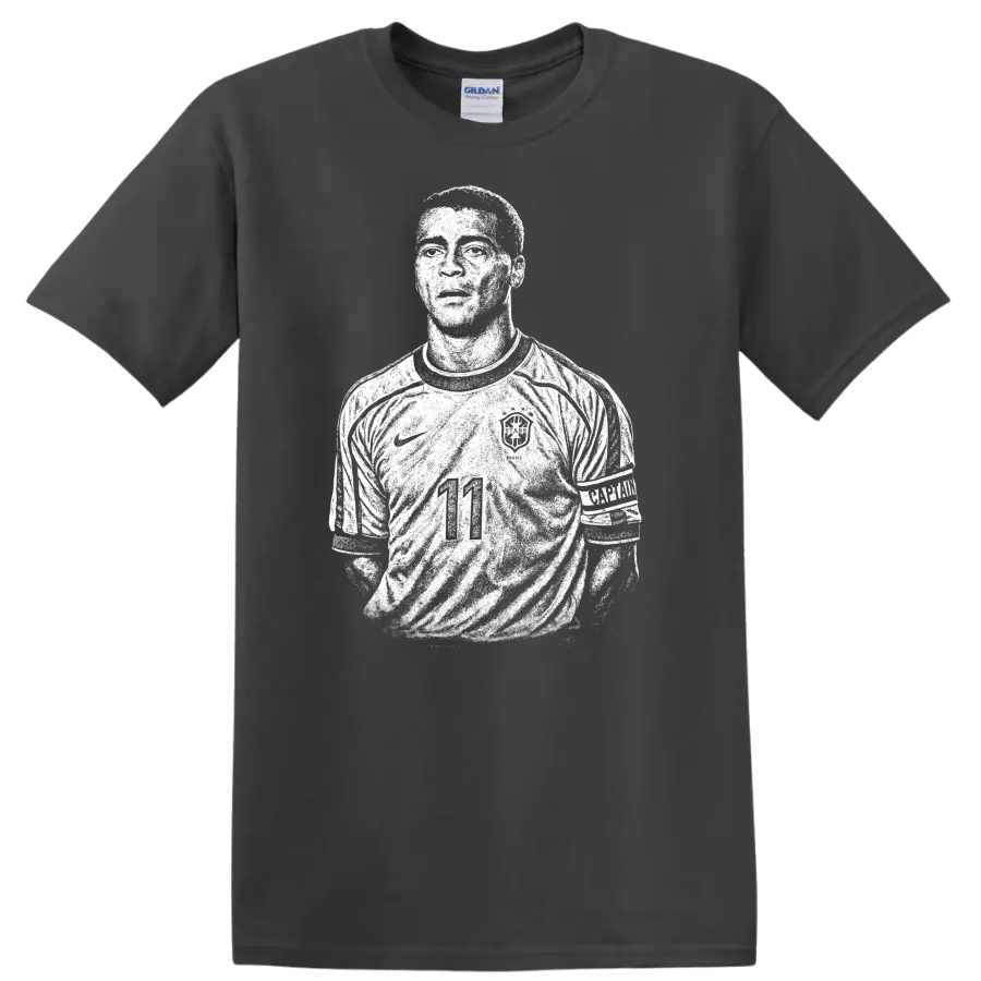 Retro soccer portrait legend style silhouette of Ronaldo Nazário T - Charcoal