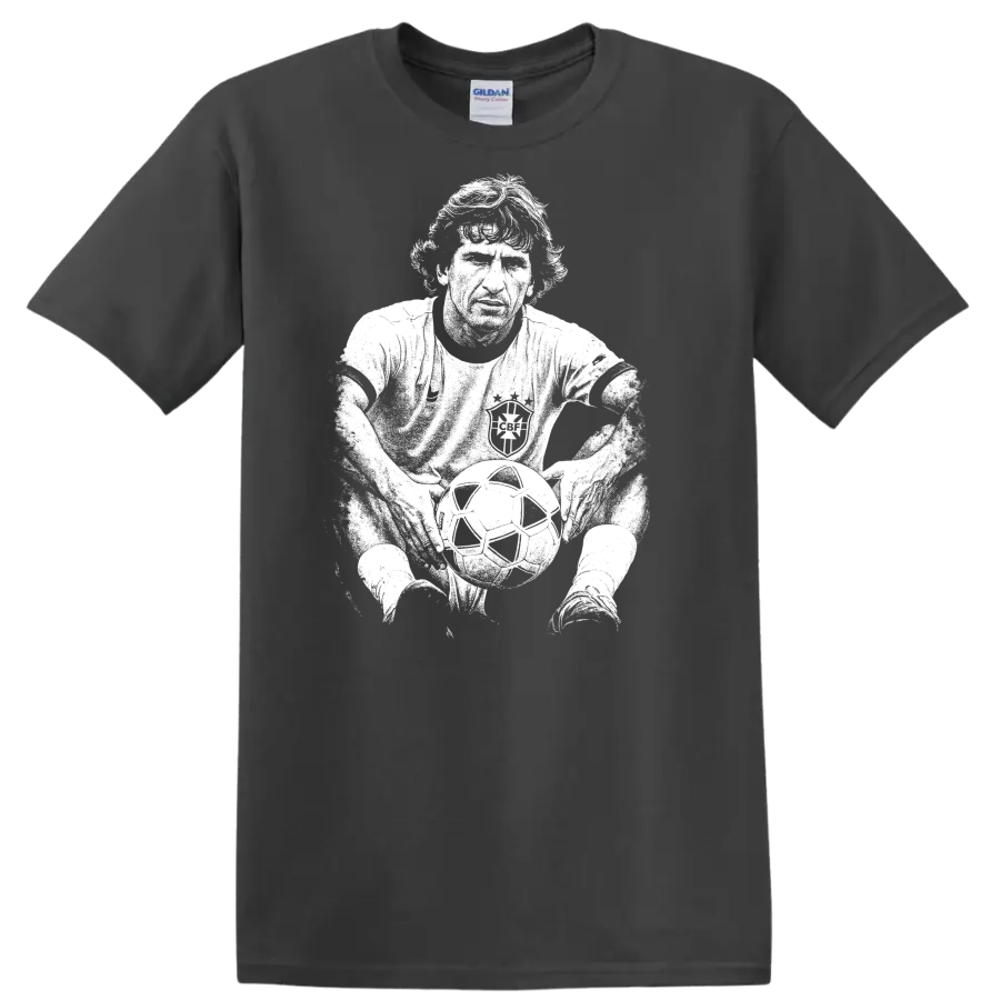 Retro soccer legend portrait style graphic inspired by Arthur Antunes Coimbra on a T - Charcoal