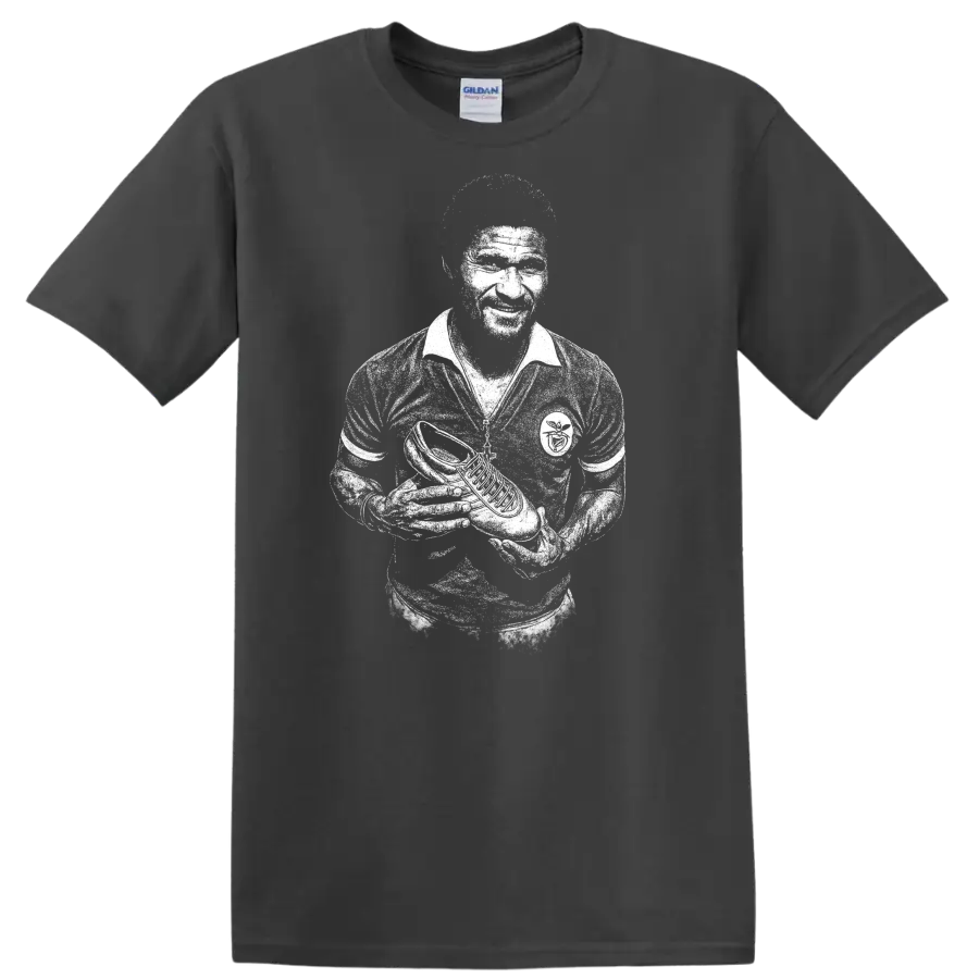 Retro black and white portrait of Eusébio da Silva Ferreira on T - Charcoal