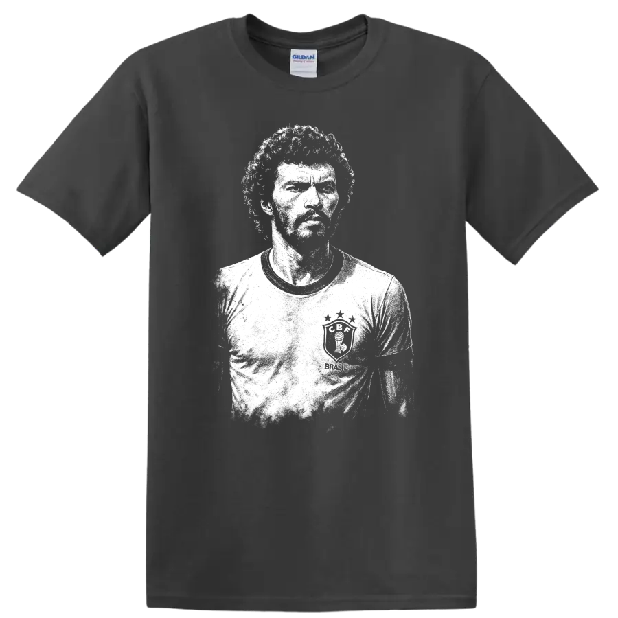 Retro black and white portrait of Sócrates Brasileiro T Shirt - Charcoal