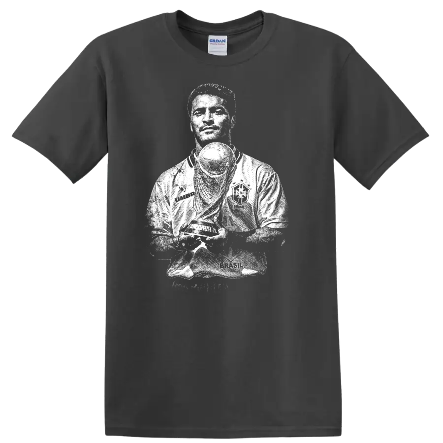 Retro soccer portrait silhouette of Romário de Souza Faria T - Charcoal