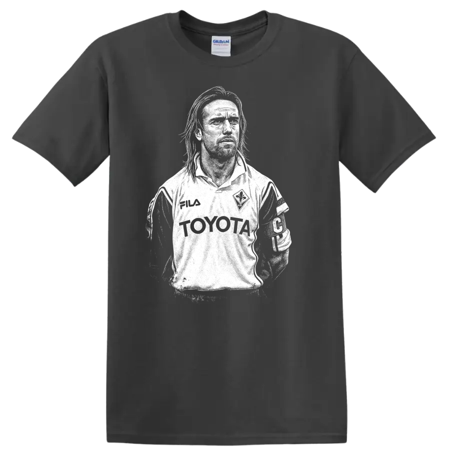 Black and white retro soccer portrait of Gabriel Omar Batistuta T - Charcoal