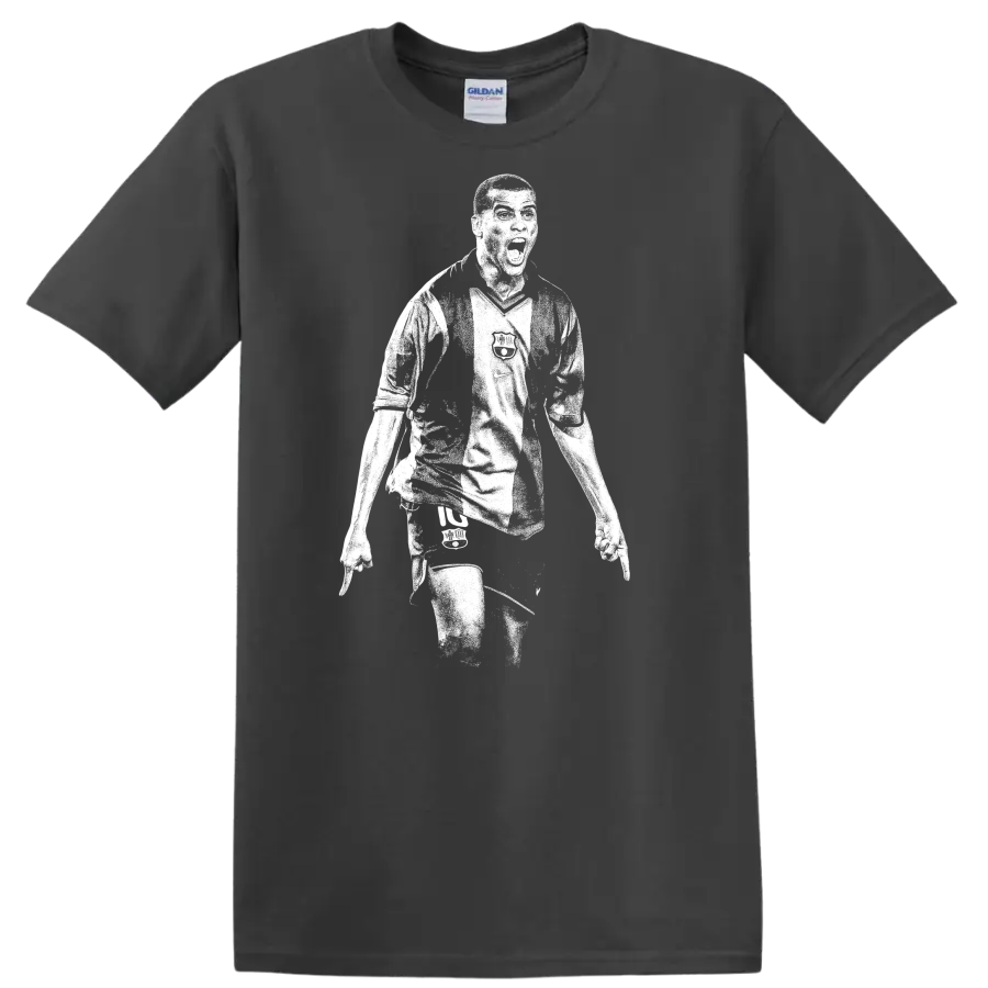 Black and white retro soccer portrait of Rivaldo style T - Charcoal