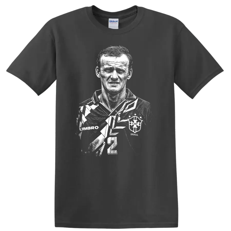 Black and white retro soccer portrait of Cláudio Taffarel T-shirt - Charcoal