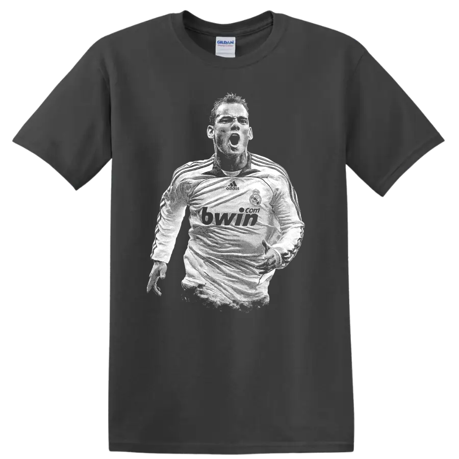 Retro pixel-style Cristiano Ronaldo portrait T shirt - Charcoal