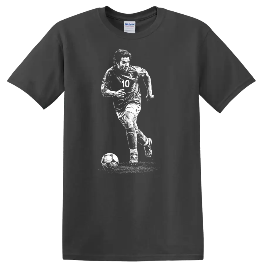 Black and white retro soccer portrait of Alessandro Del Piero T Shirt - Charcoal
